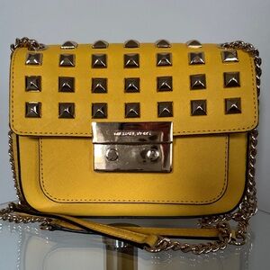 Michael Kors Yellow Studded Crossbody Bag